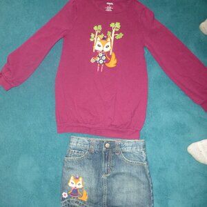 Beautiful girls Gymboree fox shirt and short, Size 5 shirt, Size 4 short